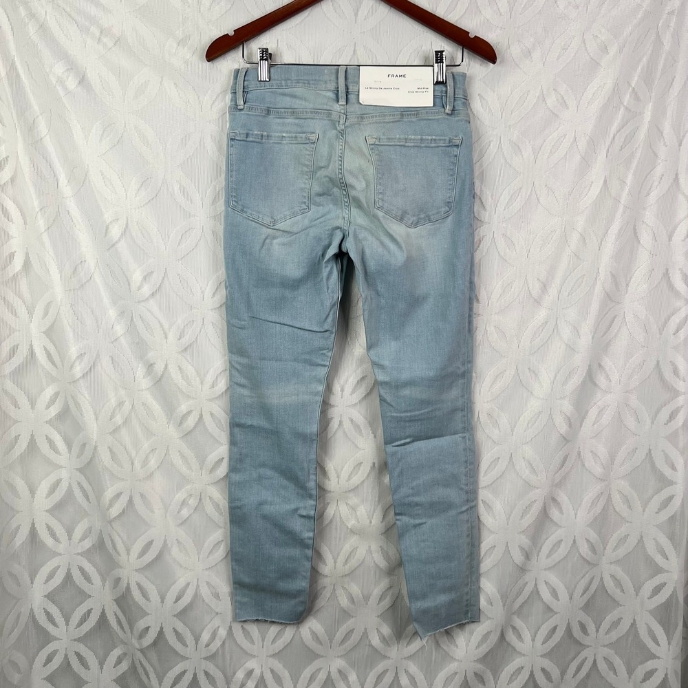 FRAME Denim‎ Le Skinny De Jeanne Crop Jeans Light Wash Raw Hem Size 28 NWT - Picture 7 of 9